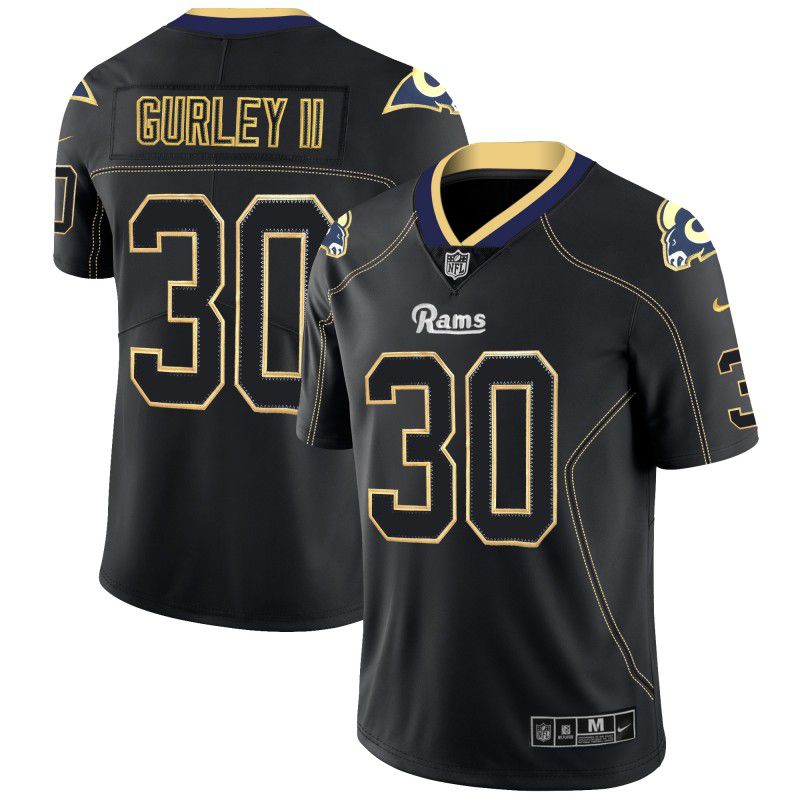 Men Los Angeles Rams #30 Gurley ii Nike Lights Out Black Color Rush Limited NFL Jerseys